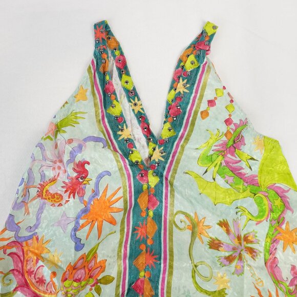 Johnny Was Eva V-Neck Sleeveless Dress in Kayla Green Multicolor Size XS - NWT - Picture 4 of 8